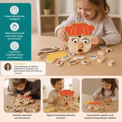 Holz-Lernspielzeug für Gesichtsausdrücke & Emotionen für Kinder