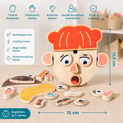 Holz-Lernspielzeug für Gesichtsausdrücke & Emotionen für Kinder
