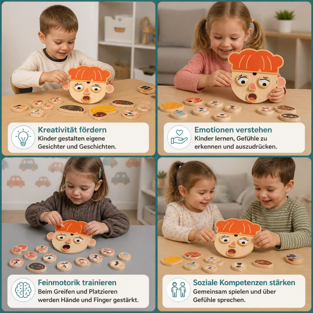 Holz-Lernspielzeug für Gesichtsausdrücke & Emotionen für Kinder