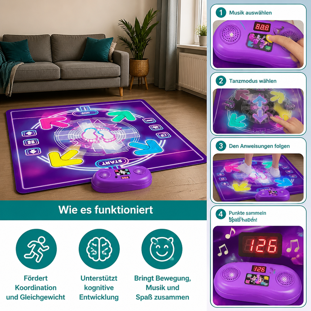 Interaktive musikalische Tanzmatte mit LED-Lichtern für Kinder