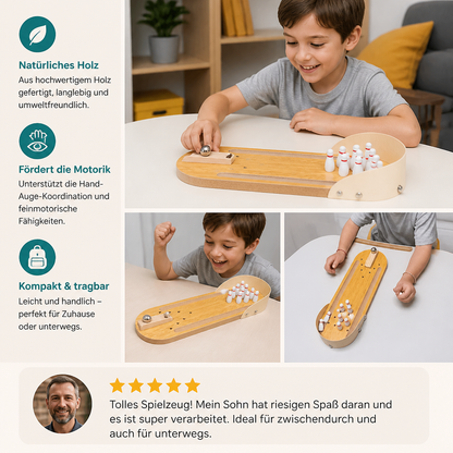 Mini-Bowlingspiel aus Holz – Tragbares Tisch-Bowlingset für Kinder