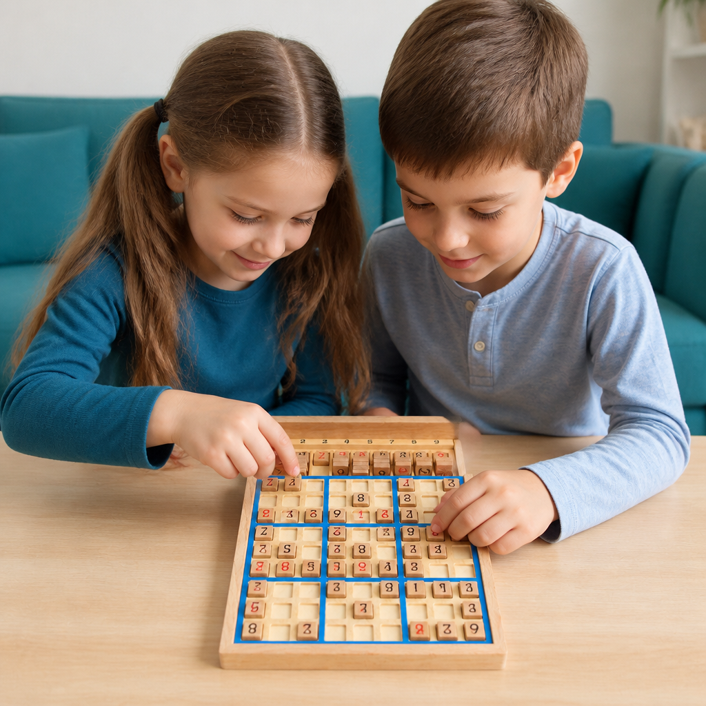 Holz-Sudoku-Puzzlebrett – Pädagogisches Logik- & Mathe-Spiel