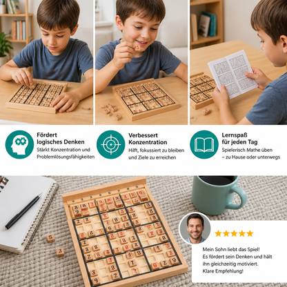 Holz-Sudoku-Puzzlebrett – Pädagogisches Logik- & Mathe-Spiel