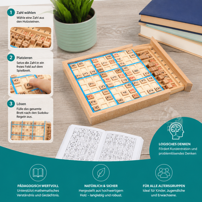 Holz-Sudoku-Puzzlebrett – Pädagogisches Logik- & Mathe-Spiel