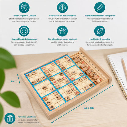 Holz-Sudoku-Puzzlebrett – Pädagogisches Logik- & Mathe-Spiel