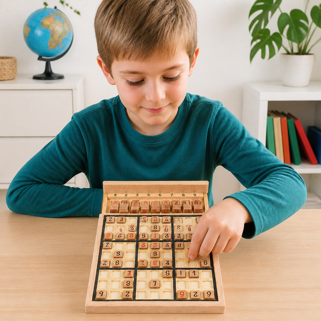 Holz-Sudoku-Puzzlebrett – Pädagogisches Logik- & Mathe-Spiel