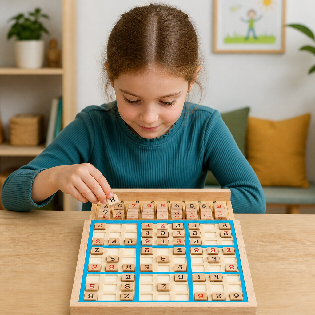 Holz-Sudoku-Puzzlebrett – Pädagogisches Logik- & Mathe-Spiel