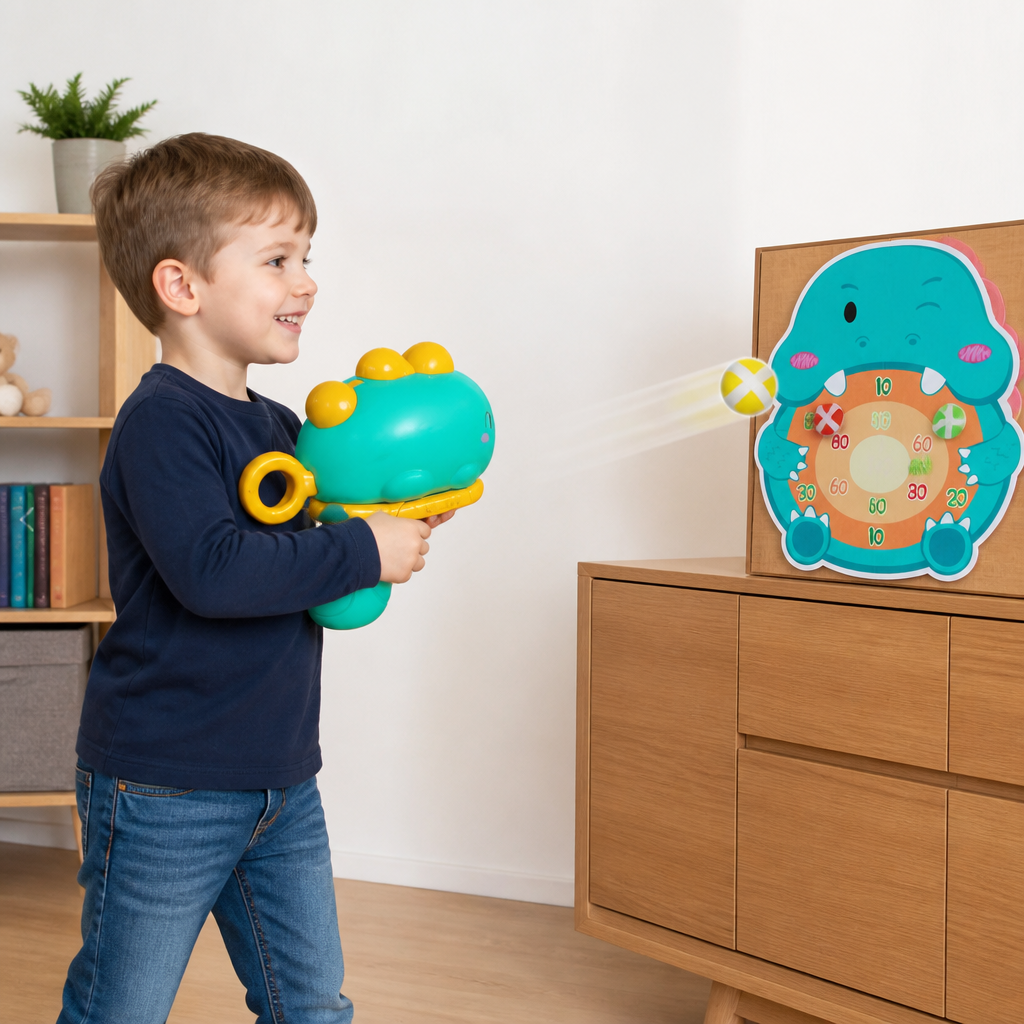 Dinosaurier-Klettball-Werfer – Zielschießspiel für Kinder