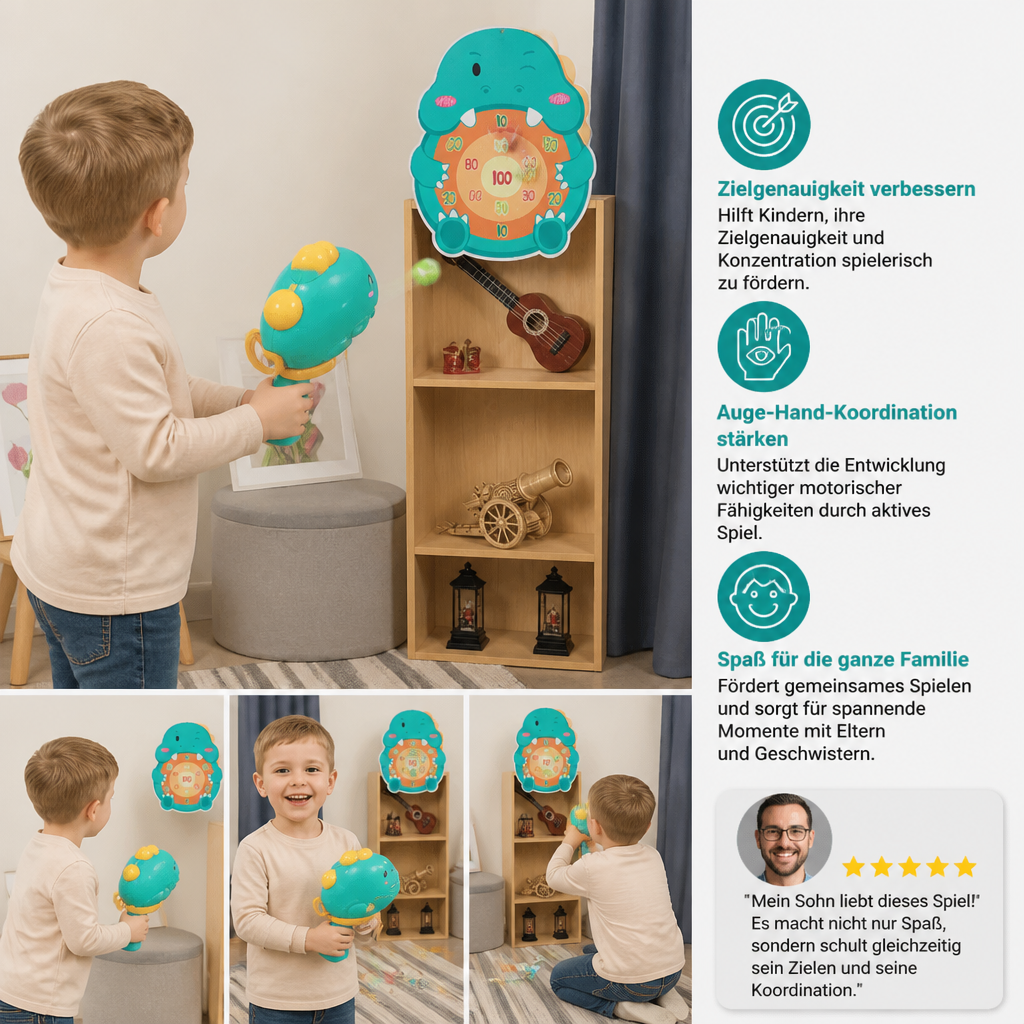 Dinosaurier-Klettball-Werfer – Zielschießspiel für Kinder