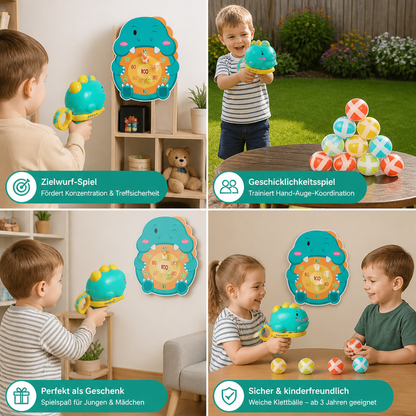 Dinosaurier-Klettball-Werfer – Zielschießspiel für Kinder