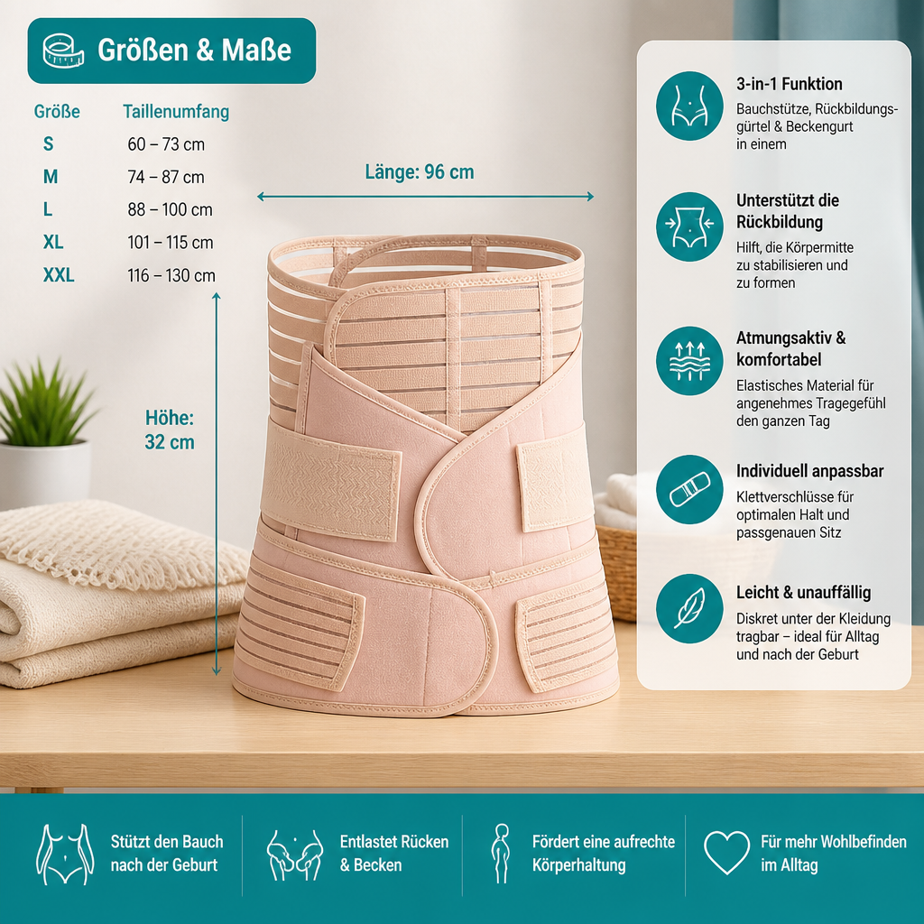 3-in-1 Bauchstütze & Rückbildungsgürtel nach der Geburt