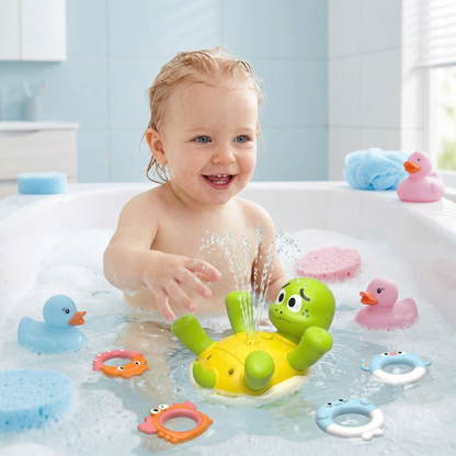 Schildkröten Badespielzeug – Wassersprinkler mit Fontänen-Effekt für Babys & Kleinkinder