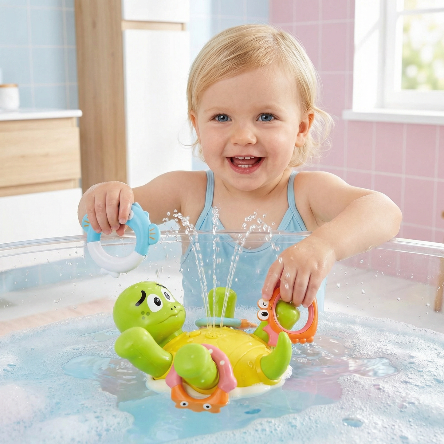 Schildkröten Badespielzeug – Wassersprinkler mit Fontänen-Effekt für Babys & Kleinkinder