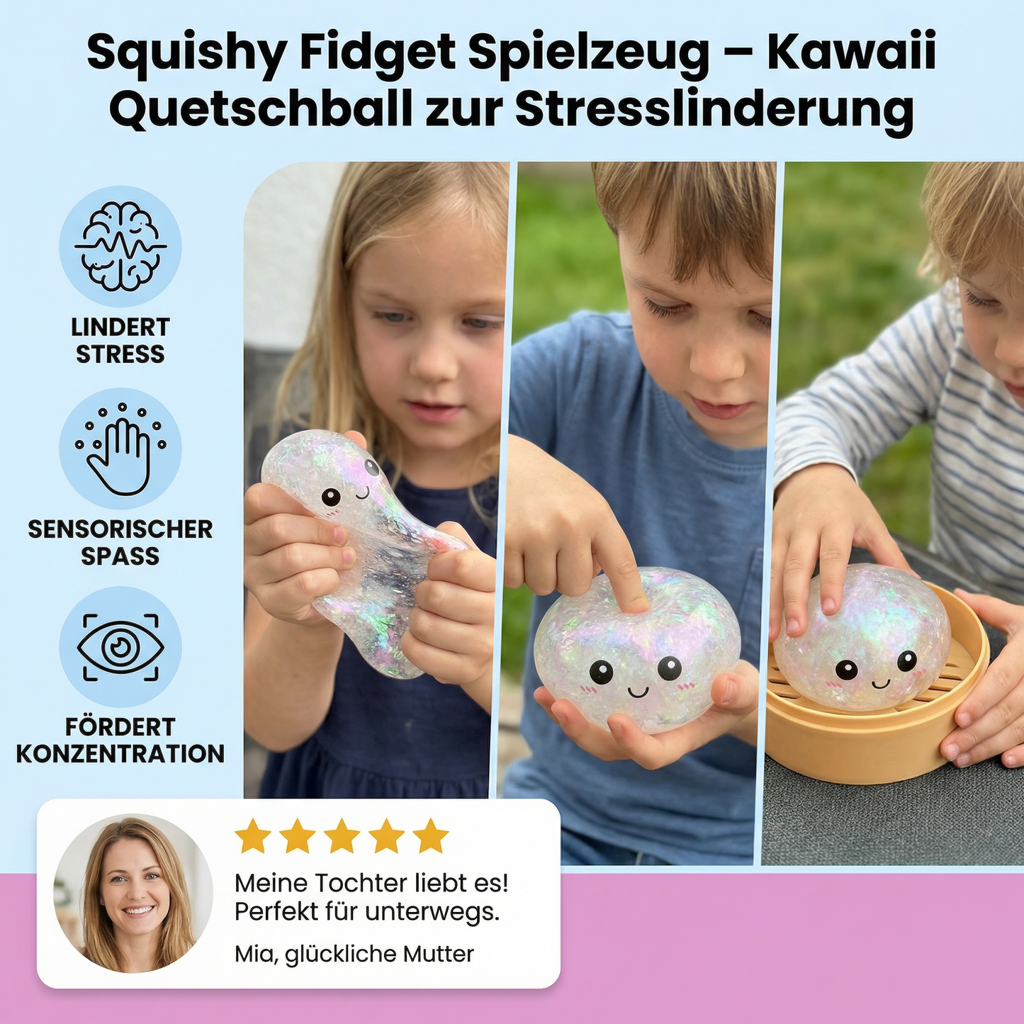 Squishy Fidget Spielzeug – Kawaii Quetschball zur Stresslinderung