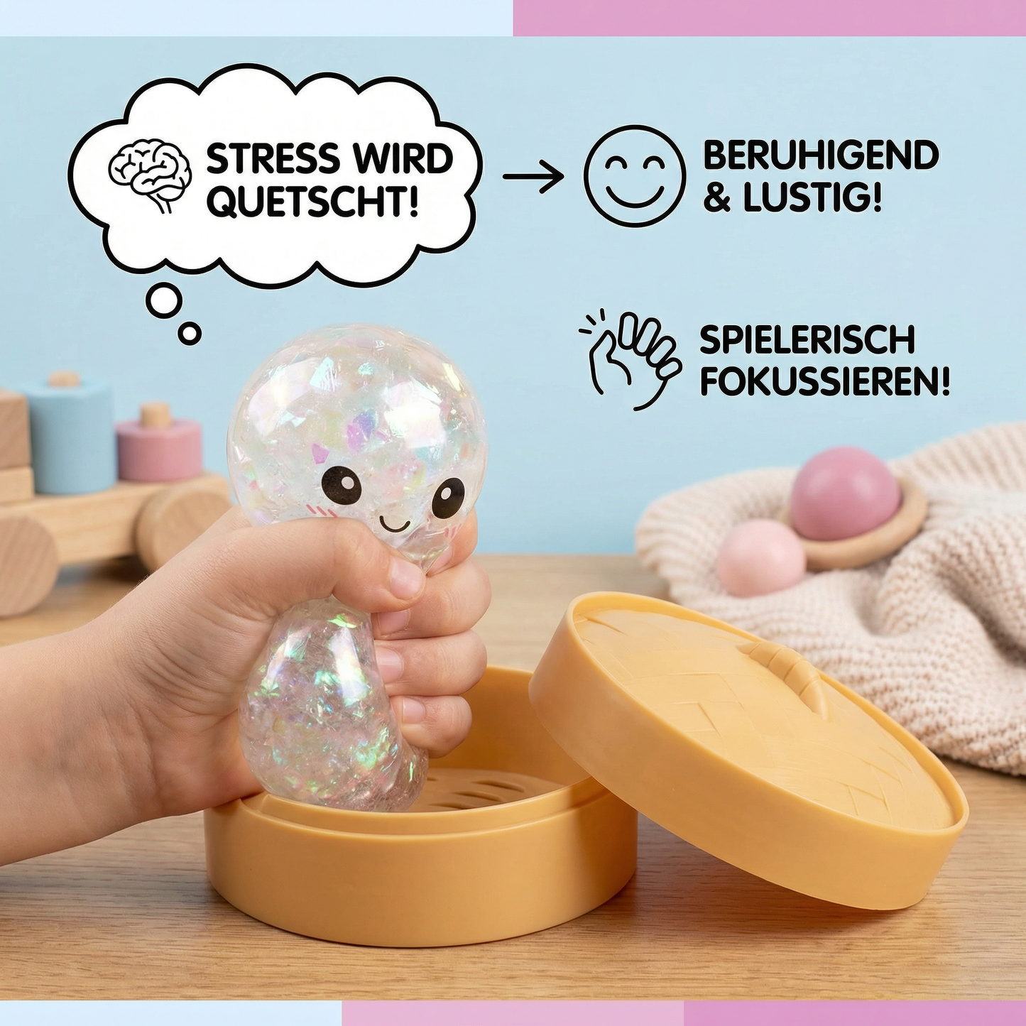 Squishy Fidget Spielzeug – Kawaii Quetschball zur Stresslinderung