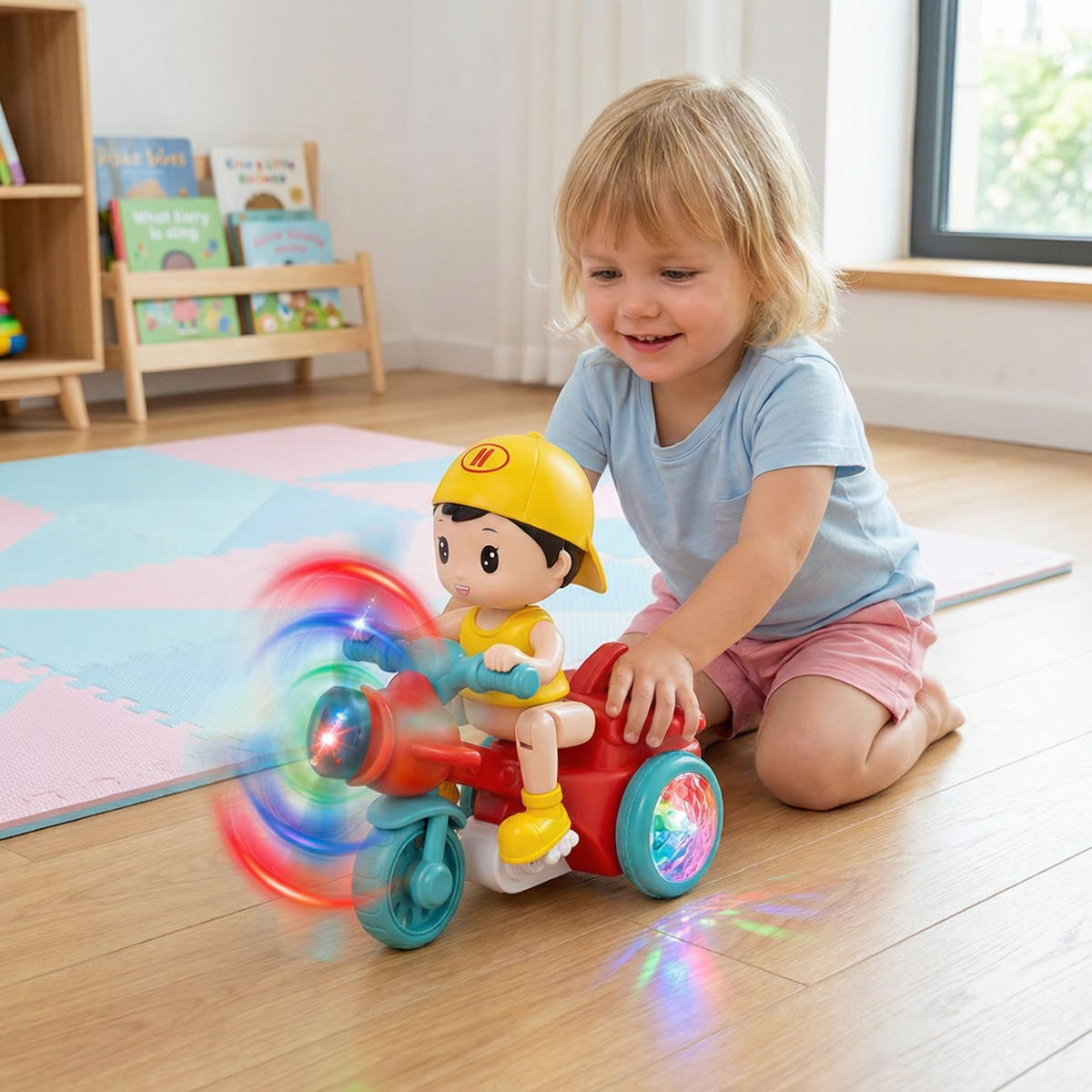 Kinder Stunt Motorrad Spielzeug – Interaktives Licht- & Bewegungsspielzeug