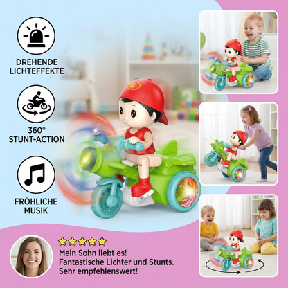 Kinder Stunt Motorrad Spielzeug – Interaktives Licht- & Bewegungsspielzeug