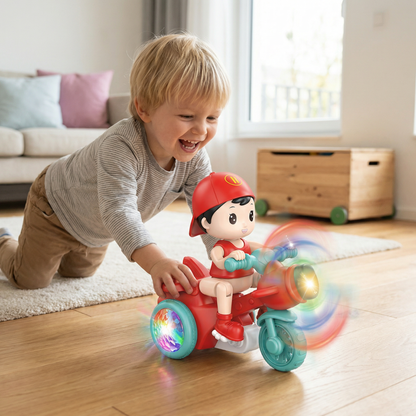 Kinder Stunt Motorrad Spielzeug – Interaktives Licht- & Bewegungsspielzeug