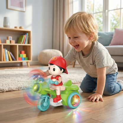 Kinder Stunt Motorrad Spielzeug – Interaktives Licht- & Bewegungsspielzeug