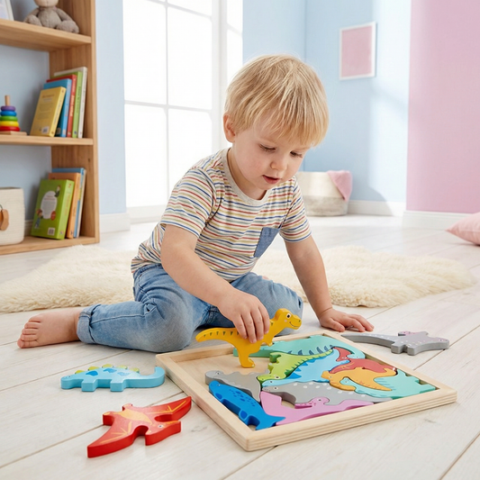 Holz Lernpuzzle für Kinder – Formen & Farben Zuordnen, Motorikspielzeug