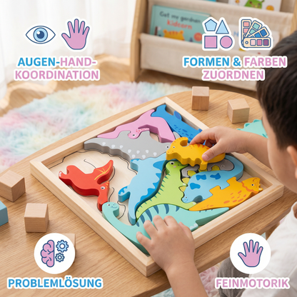 Holz Lernpuzzle für Kinder – Formen & Farben Zuordnen, Motorikspielzeug