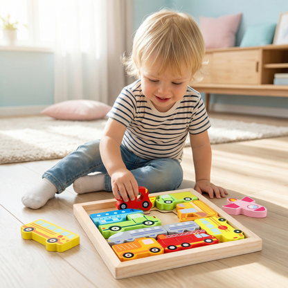 Holz Lernpuzzle für Kinder – Formen & Farben Zuordnen, Motorikspielzeug