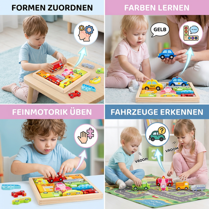 Holz Lernpuzzle für Kinder – Formen & Farben Zuordnen, Motorikspielzeug