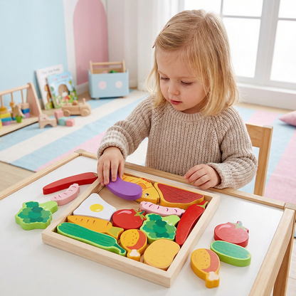 Holz Lernpuzzle für Kinder – Formen & Farben Zuordnen, Motorikspielzeug