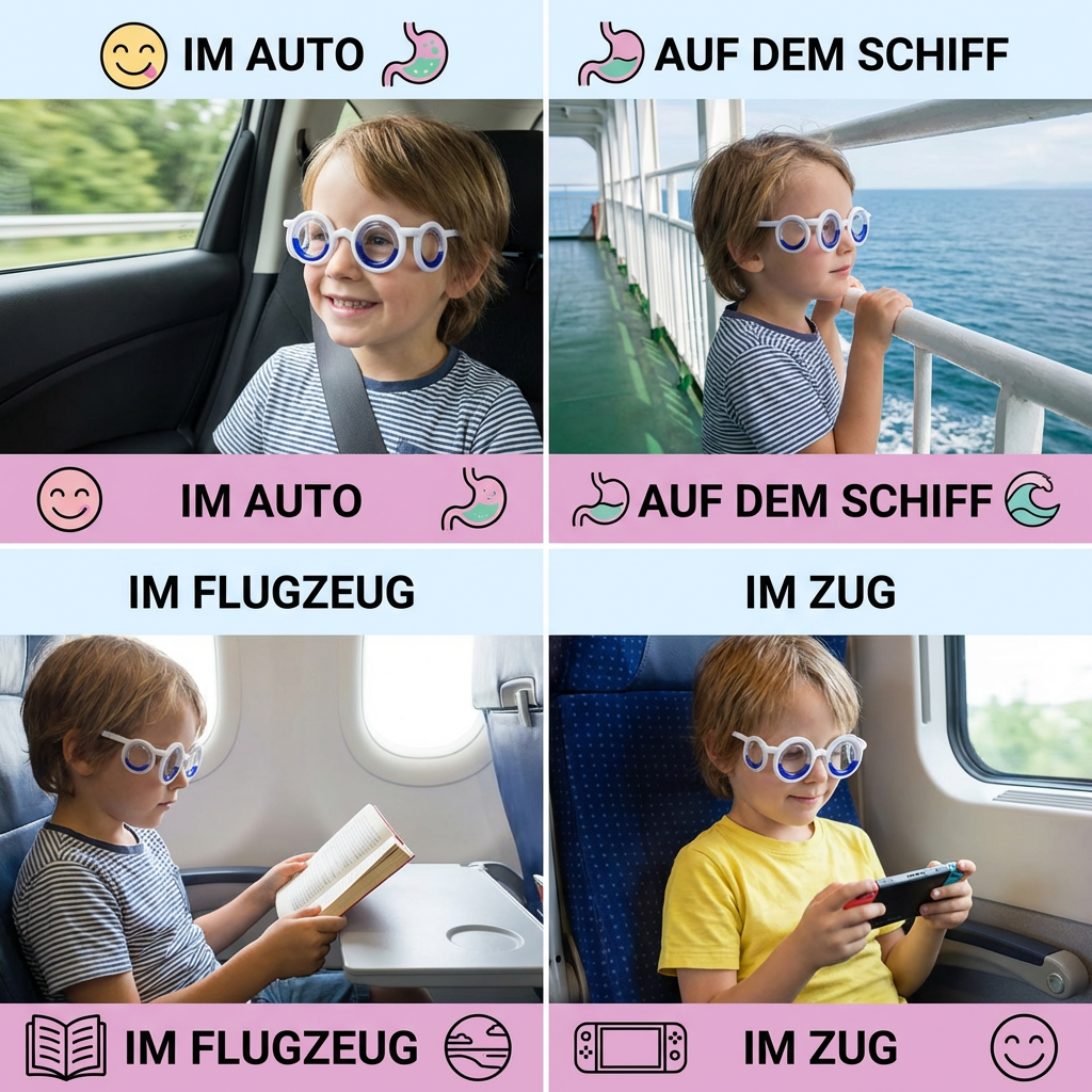 Kinder-Reisekrankheits-Brille – Ultraleichte Hilfe gegen Übelkeit auf Reisen