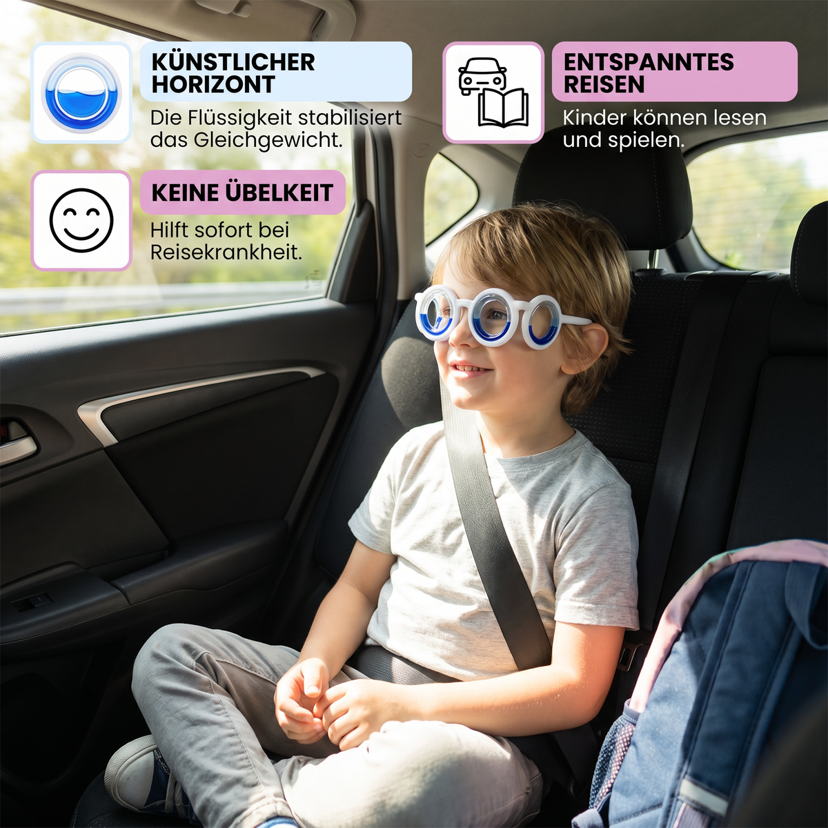 Kinder-Reisekrankheits-Brille – Ultraleichte Hilfe gegen Übelkeit auf Reisen