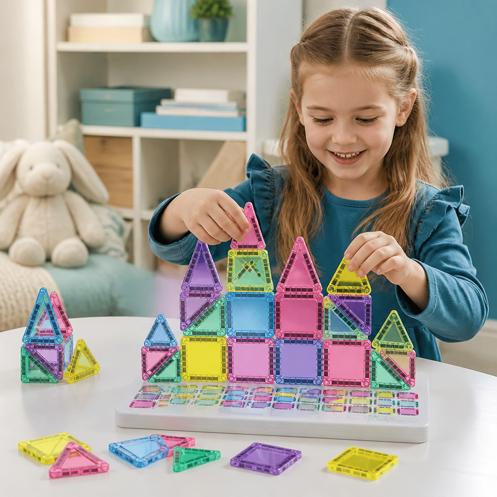 Kompakte Magnetplättchen – 40-teiliges Montessori-Reiseset