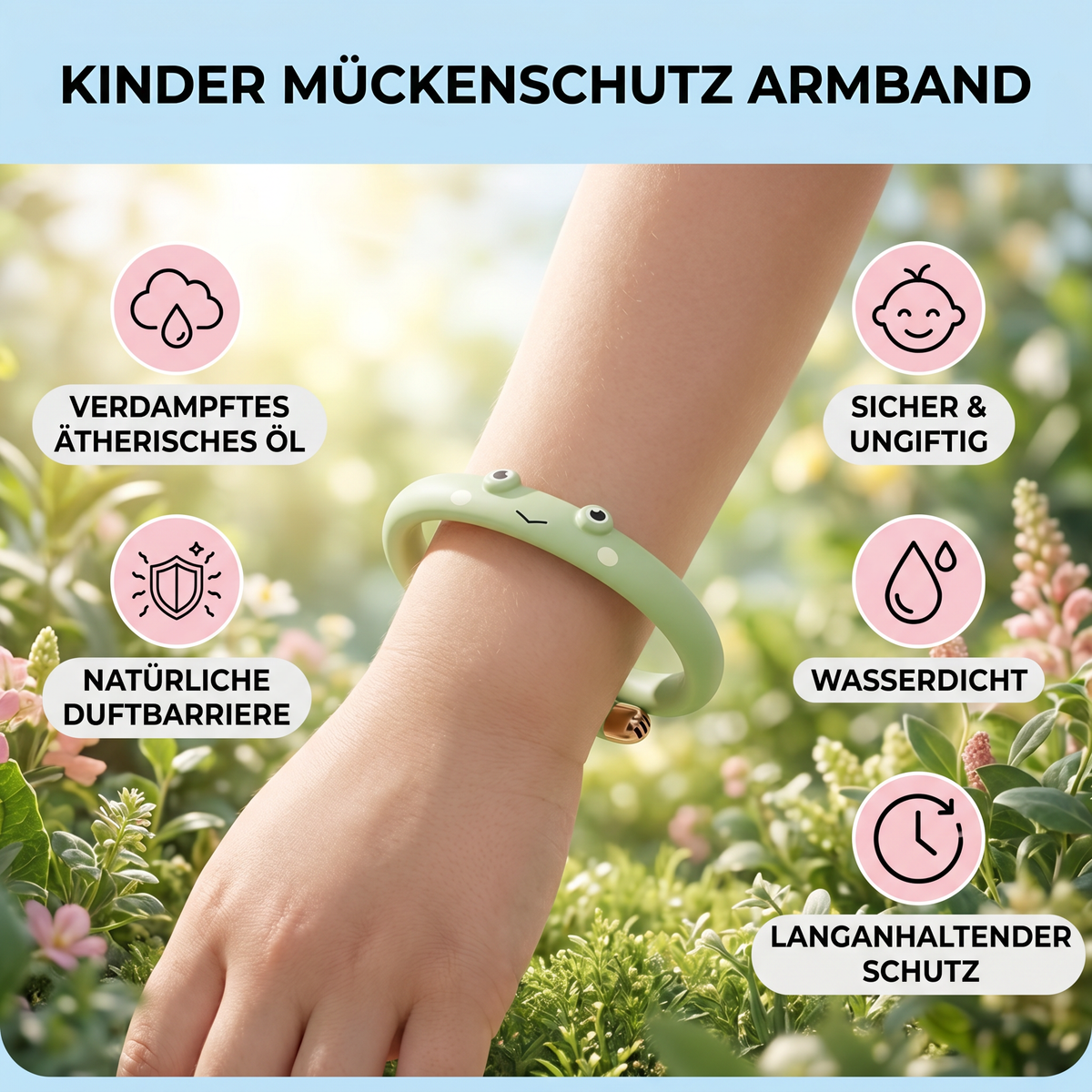 Kinder Mückenschutz Armband mit niedlichem Tier Design wasserdicht