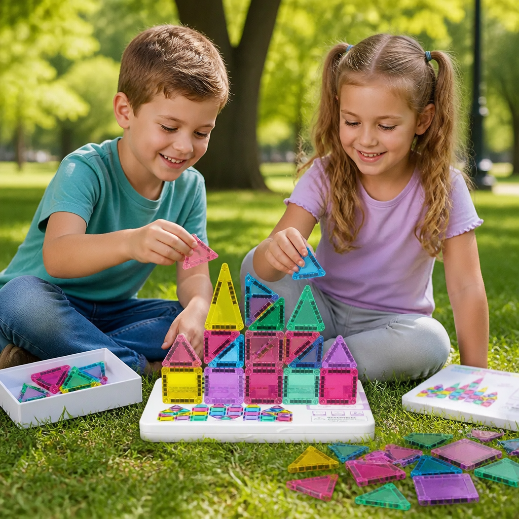 Kompakte Magnetplättchen – 40-teiliges Montessori-Reiseset