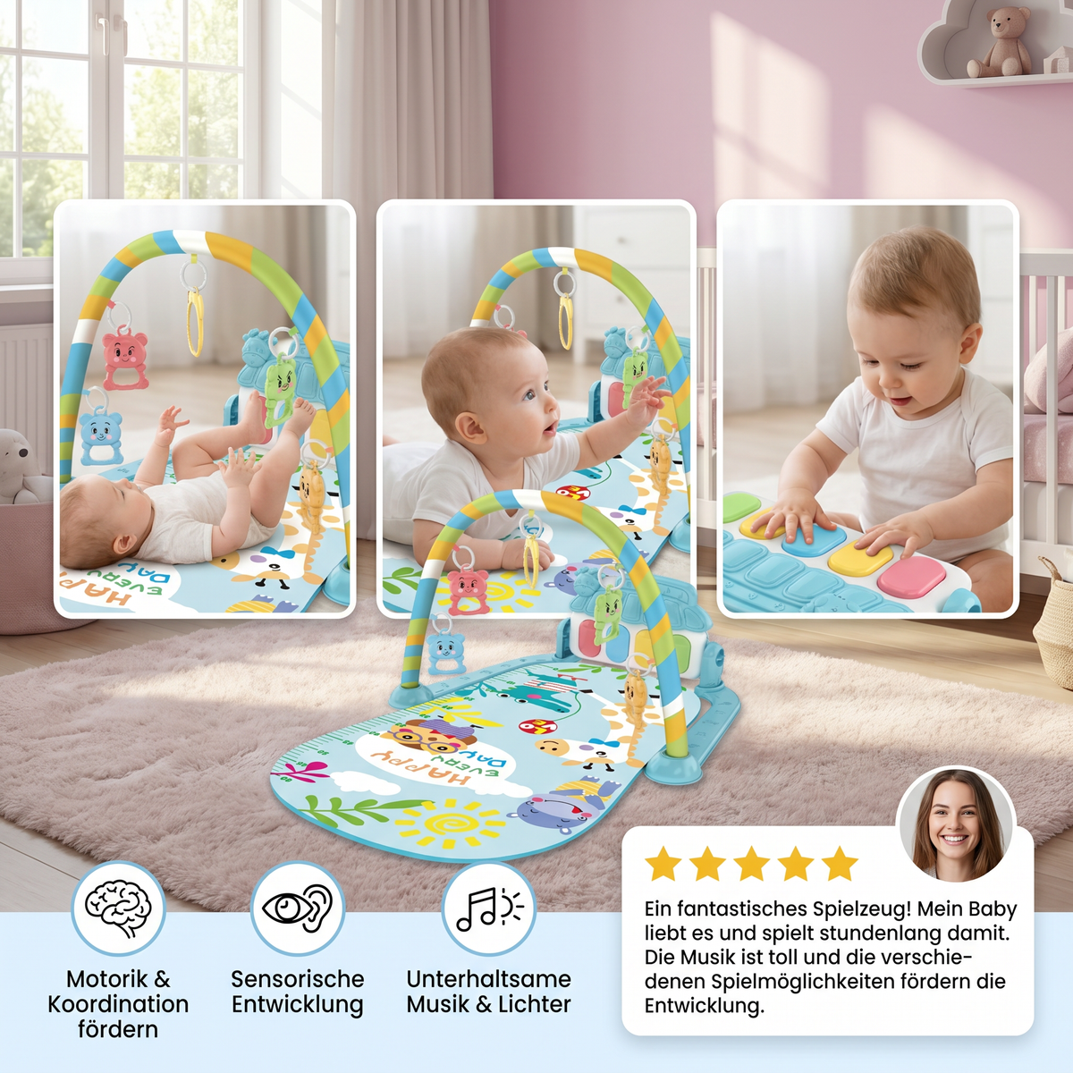 Interaktives Baby-Pedal-Piano – Motorik- & Sensorik-Spielzeug