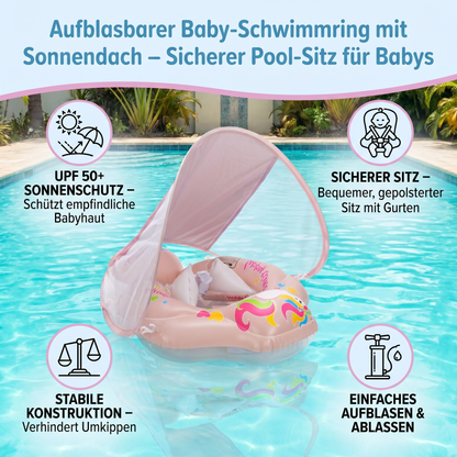 Aufblasbarer Baby-Schwimmring mit Sonnendach – Sicherer Pool-Sitz für Babys