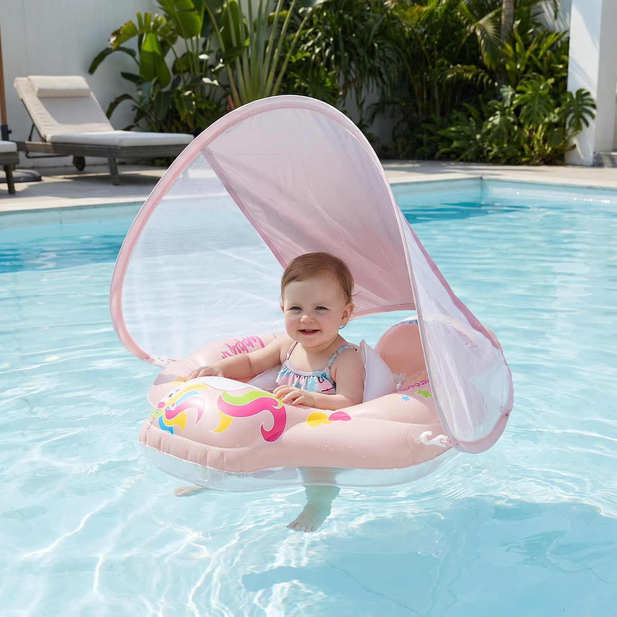 Aufblasbarer Baby-Schwimmring mit Sonnendach – Sicherer Pool-Sitz für Babys