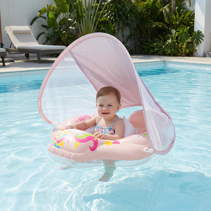 Aufblasbarer Baby-Schwimmring mit Sonnendach – Sicherer Pool-Sitz für Babys