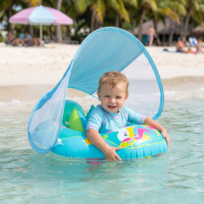 Aufblasbarer Baby-Schwimmring mit Sonnendach – Sicherer Pool-Sitz für Babys