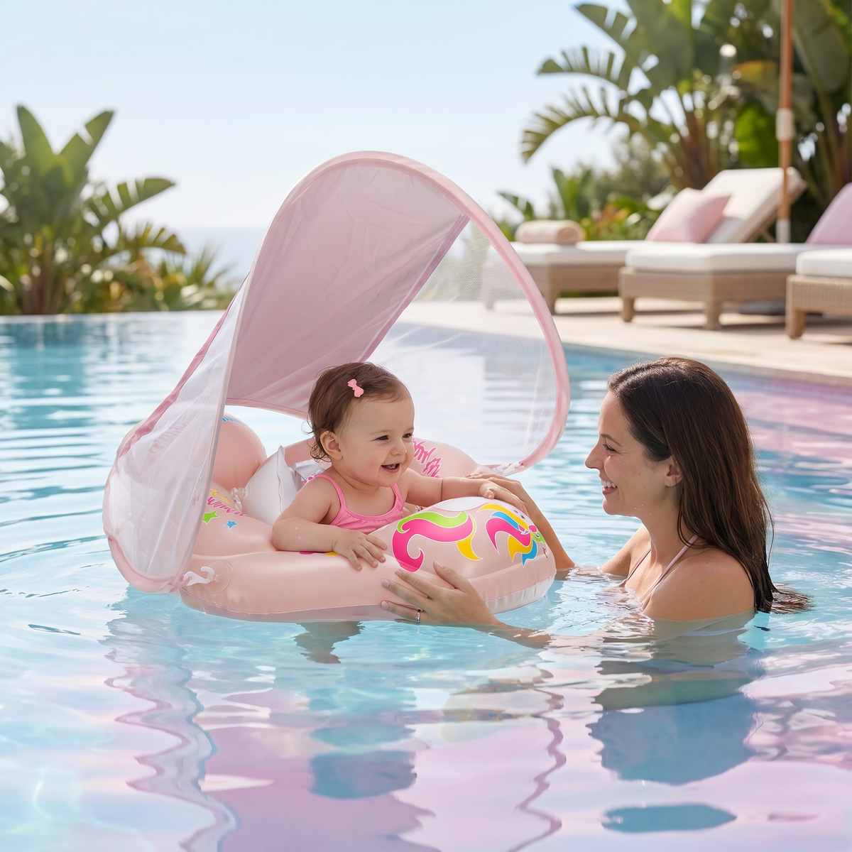 Baby-Schwimmring mit Sonnenschutz – Aufblasbarer Sitzring für sicheren Badespaß
