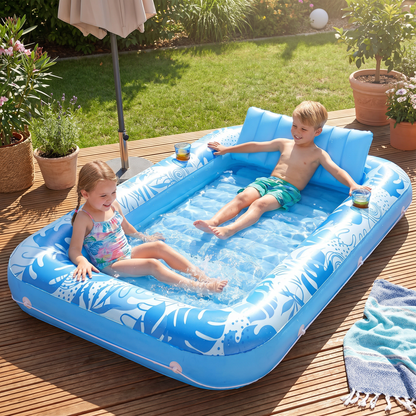 Aufblasbarer Lounge Pool mit Kissen & Getränkehalter