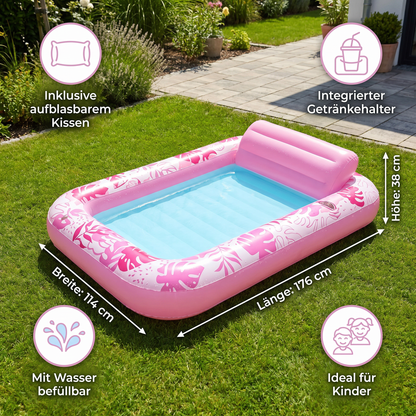Aufblasbarer Lounge Pool mit Kissen & Getränkehalter