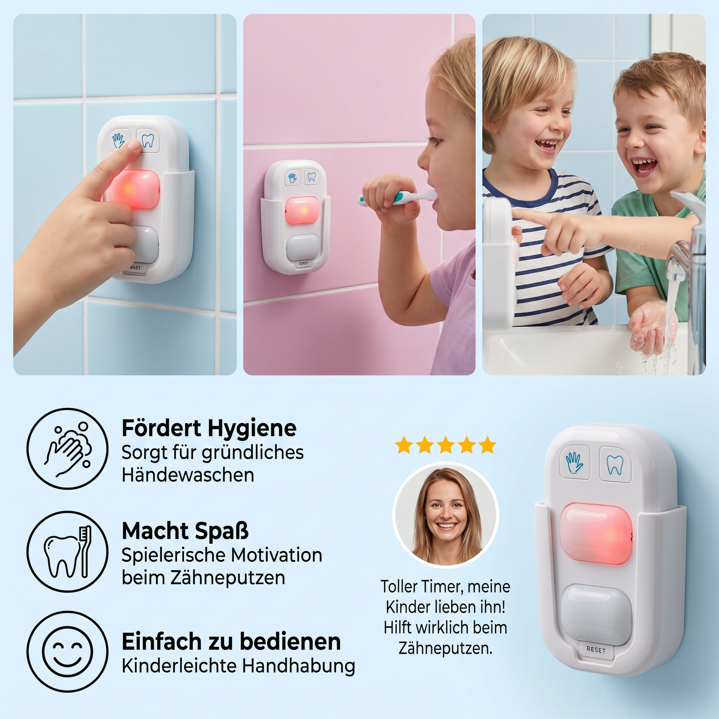 Mini LED Timer für Kinder – Spielerische Unterstützung beim Händewaschen & Zähneputzen