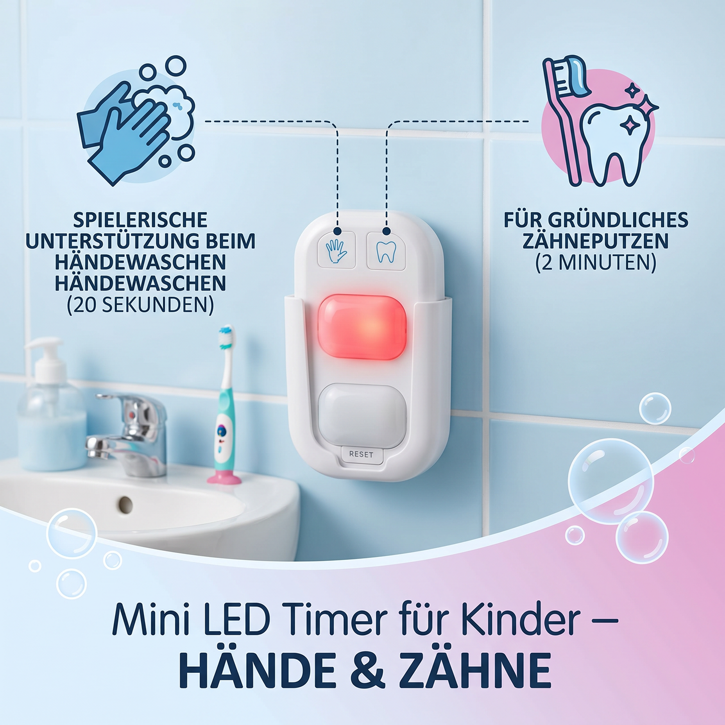 Mini LED Timer für Kinder – Spielerische Unterstützung beim Händewaschen & Zähneputzen