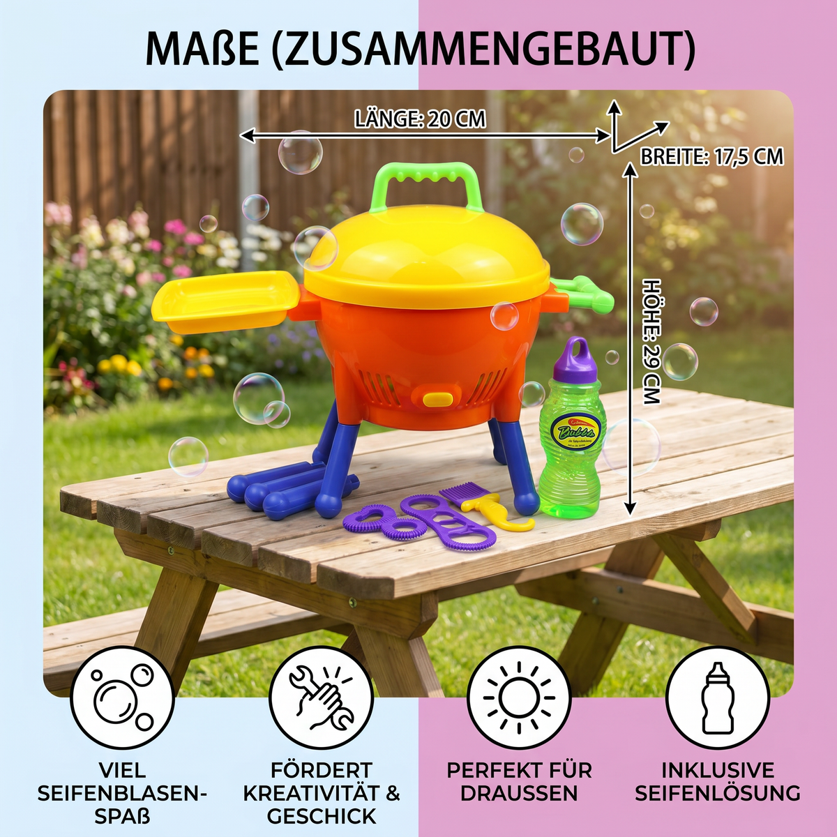 BBQ Seifenblasenmaschine Spielzeug mit Seifenlösung und Formen