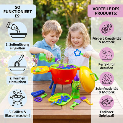 BBQ Seifenblasenmaschine Spielzeug mit Seifenlösung und Formen