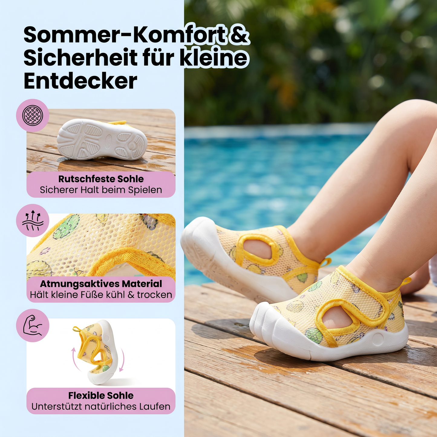 Sommer Babysandalen mit rutschfester Sohle und atumungsaktivem Material