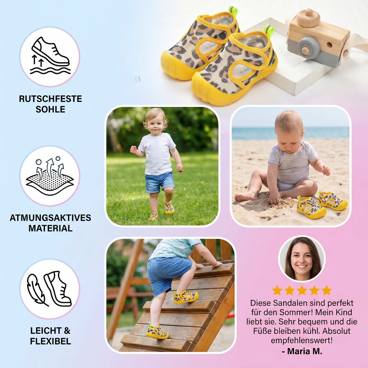 Sommer Babysandalen mit rutschfester Sohle und atumungsaktivem Material