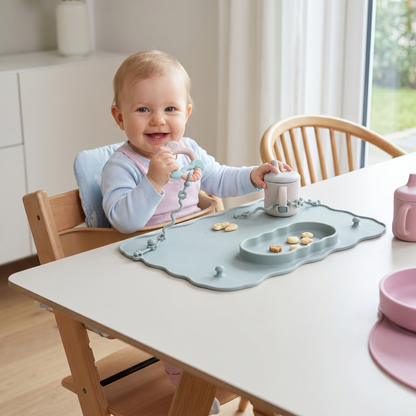 Rutschfeste Silikon Baby Tischmatte mit Saugnapf und Anti-Fall Seil