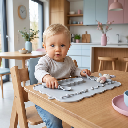 Rutschfeste Silikon Baby Tischmatte mit Saugnapf und Anti-Fall Seil