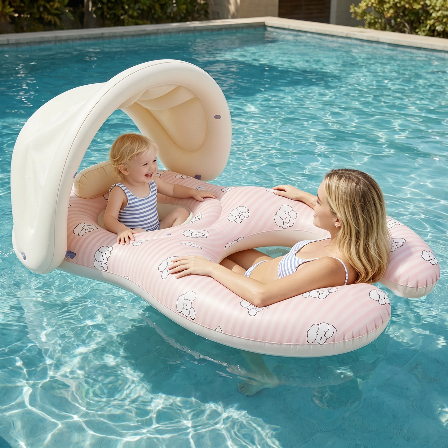 Aufblasbarer Eltern Baby Schwimmring mit Sonnendach